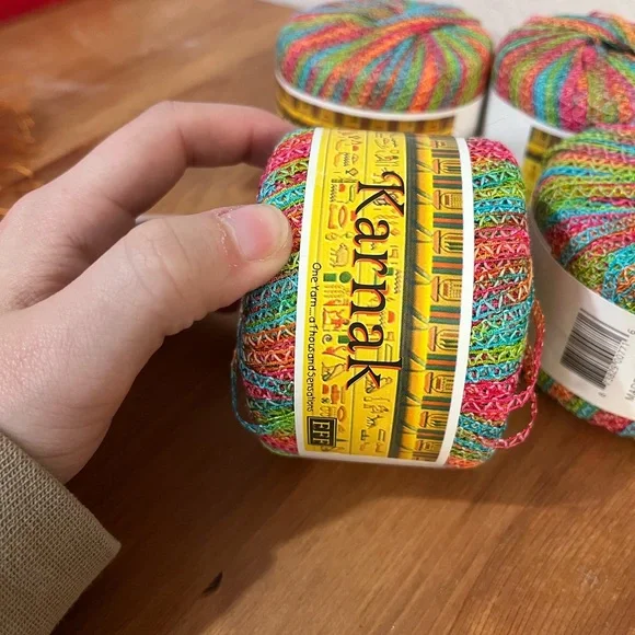 KARNAK Italian Lace MULTICOLOR  crochet RIBBON YARN PInks & Greens - Picture 4 of 6